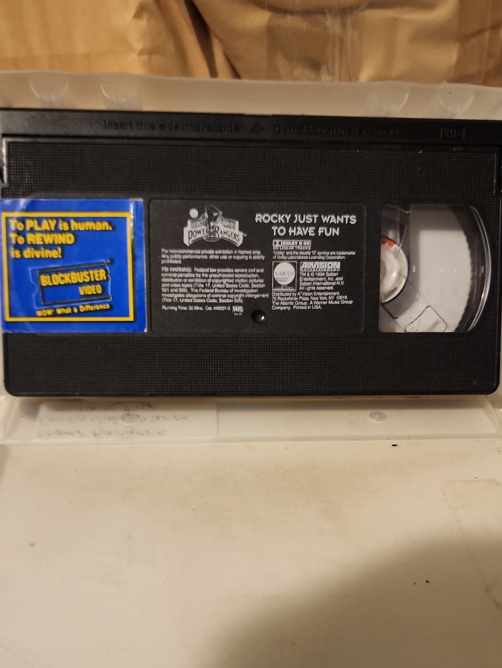 Vintage Mighty Morphin Power Rangers VHS Tape - Blockbuster Video Sticker